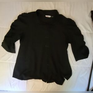 Calvin Klein Black 3/4 sleeve blouse top shirt button down